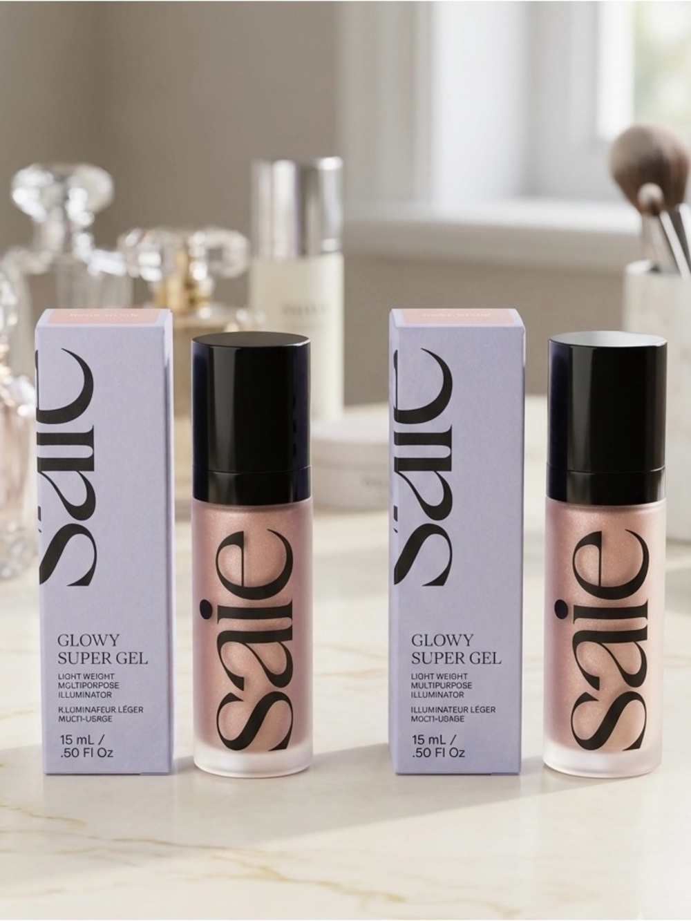 Saie Glowy Super Gel Lightweight Illuminator – Roseglow (Mini 0.50 oz) set of 2